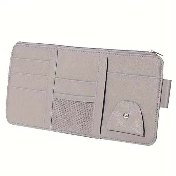 55382858-5533-420a-a72c-26fed50f3959 Gray PU Leather Car Visor Organizer