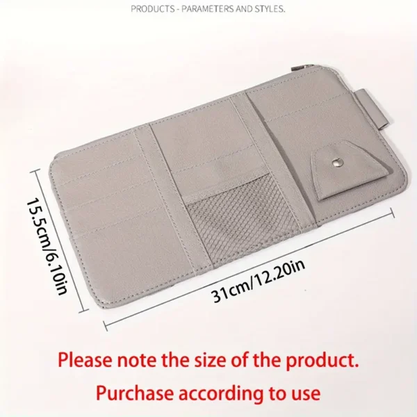 adc63d8f-d933-48a8-a6fb-6935655b6467 Gray PU Leather Car Visor Organizer